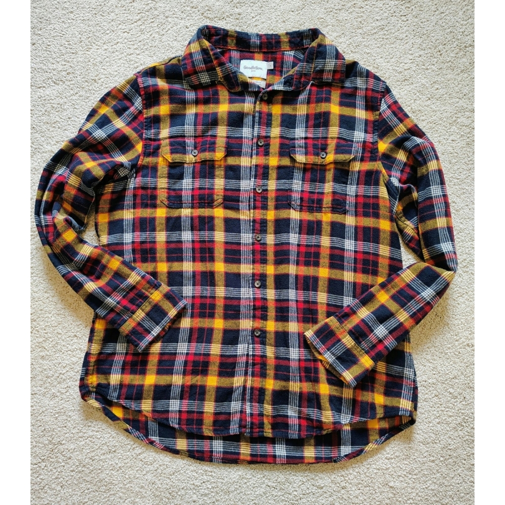 Goodfellow & Co Men's Plaid Shirt - Red, Yellow, Navy Blue